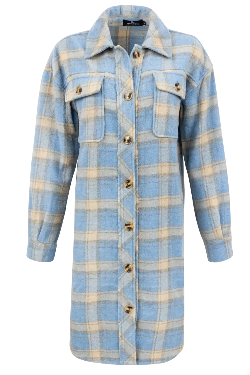 Maverick's Blue Midi Flannel Dress