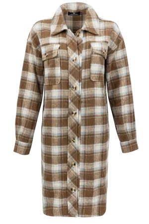 Maverick's Brown Midi Flannel Dress