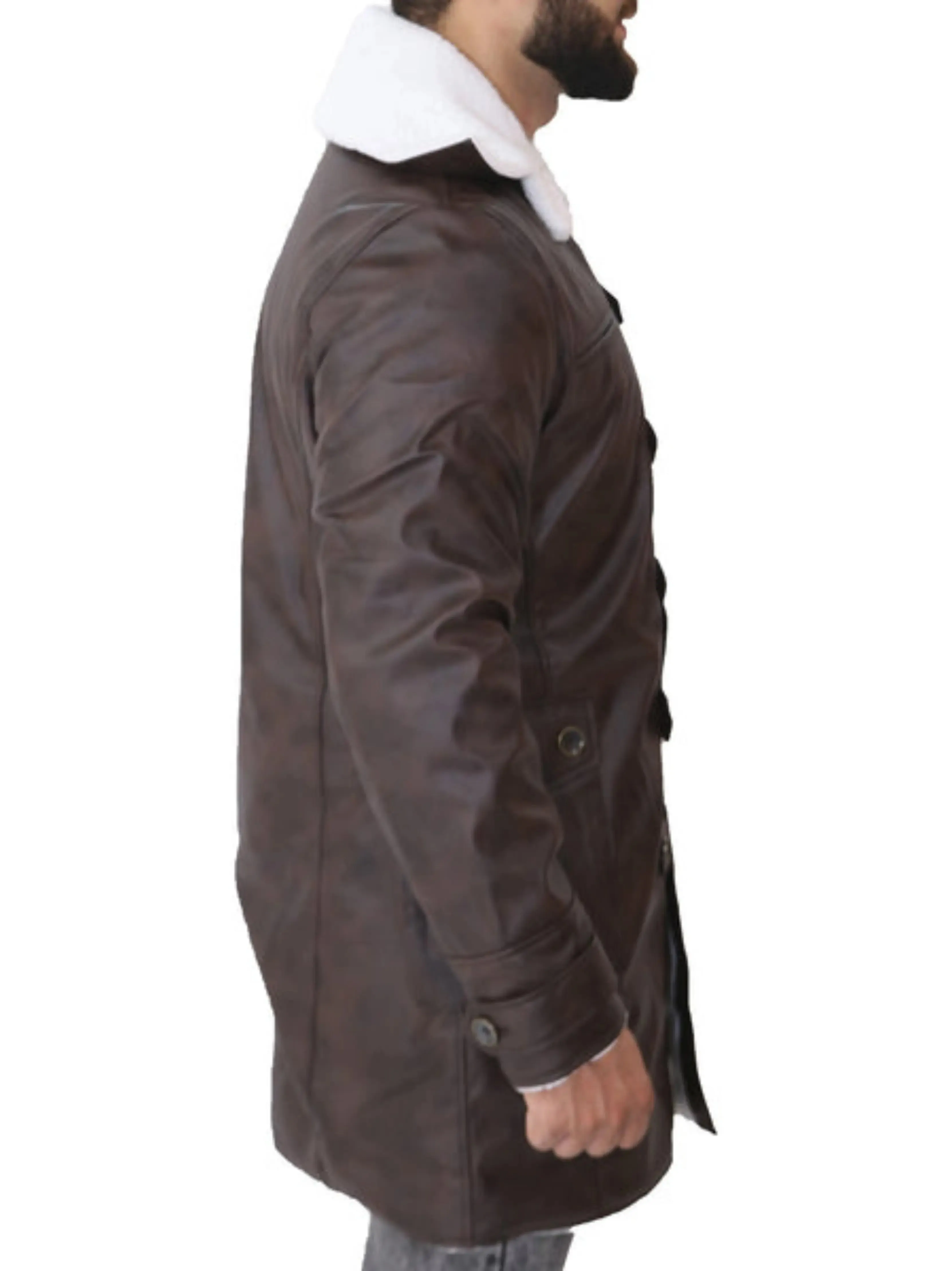 Men's Distressed Dark Brown Bane Sherpa Coat