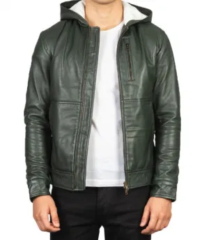 Mens Genuine Leather Jacket With Hood