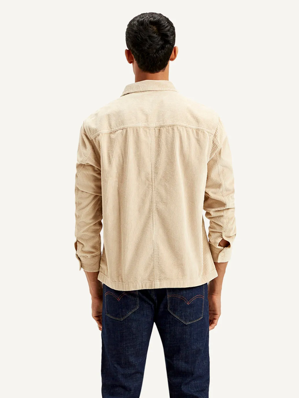 Men's Solid Beige Shacket