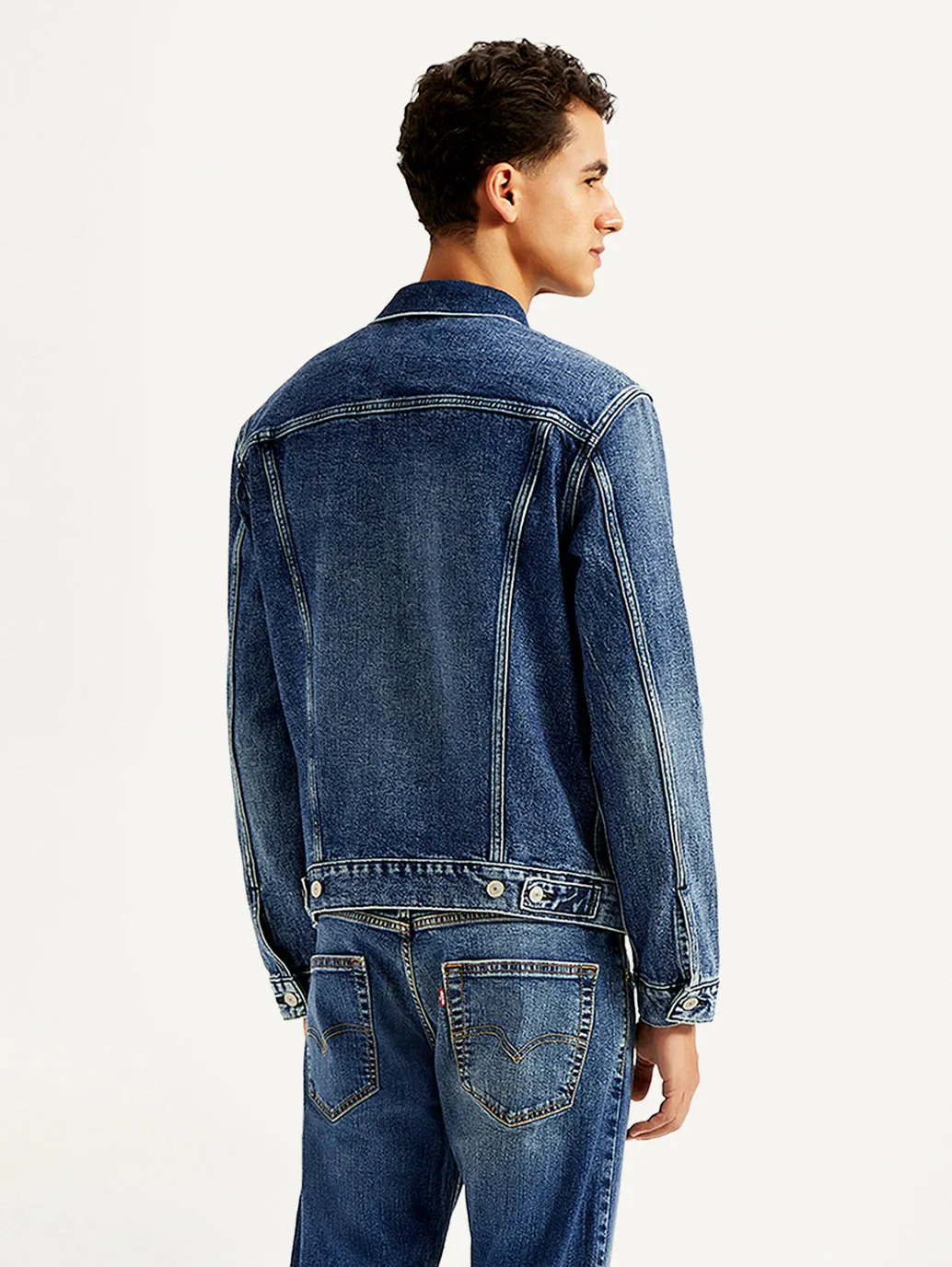 Men's Solid Blue Denim Jacket