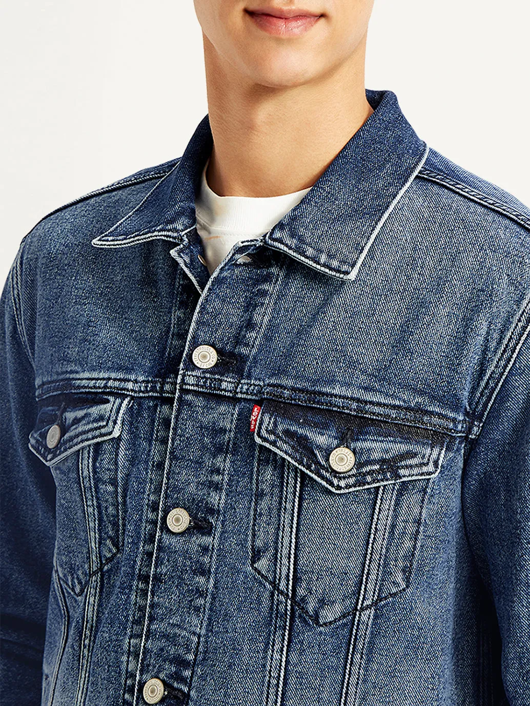 Men's Solid Blue Denim Jacket