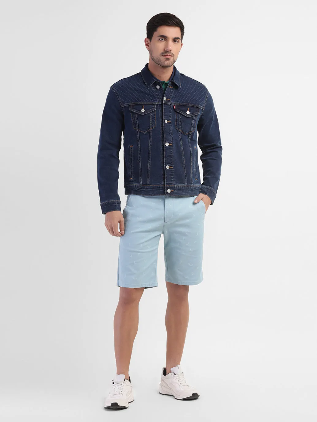 Men's Solid Spread Collar Denim Jacket