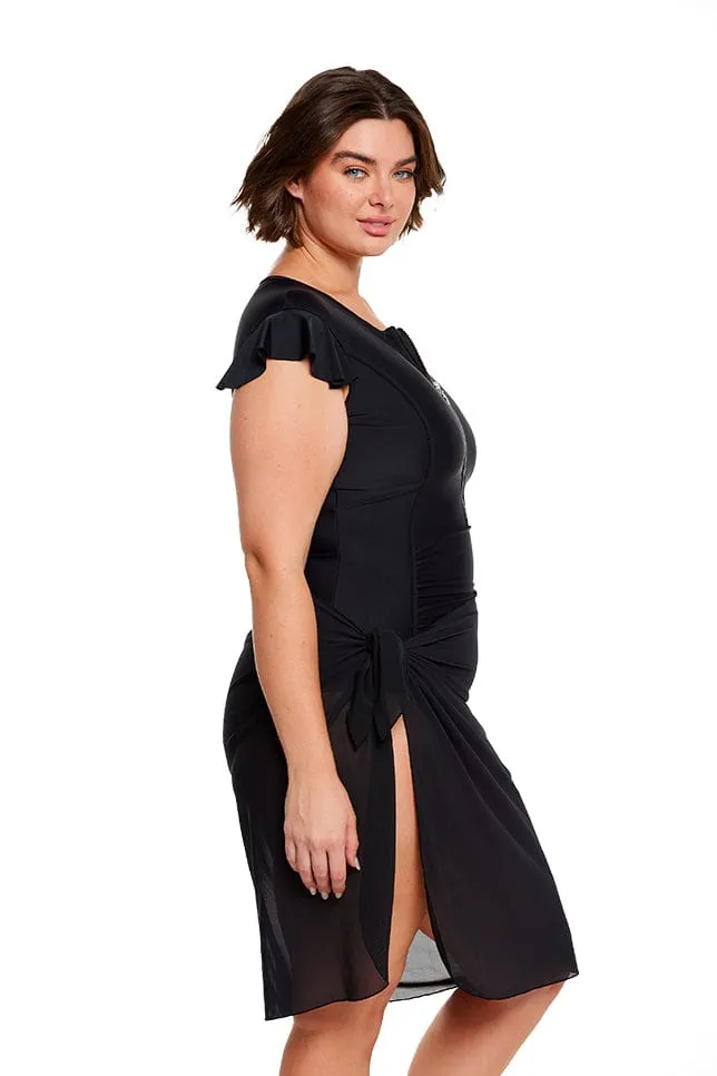 Mesh Long Tie Skirt Black Bottom