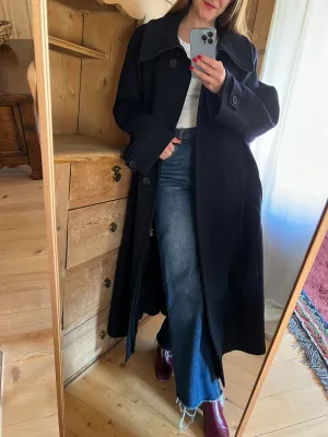 Navy Blue Wool & Cashmere Coat