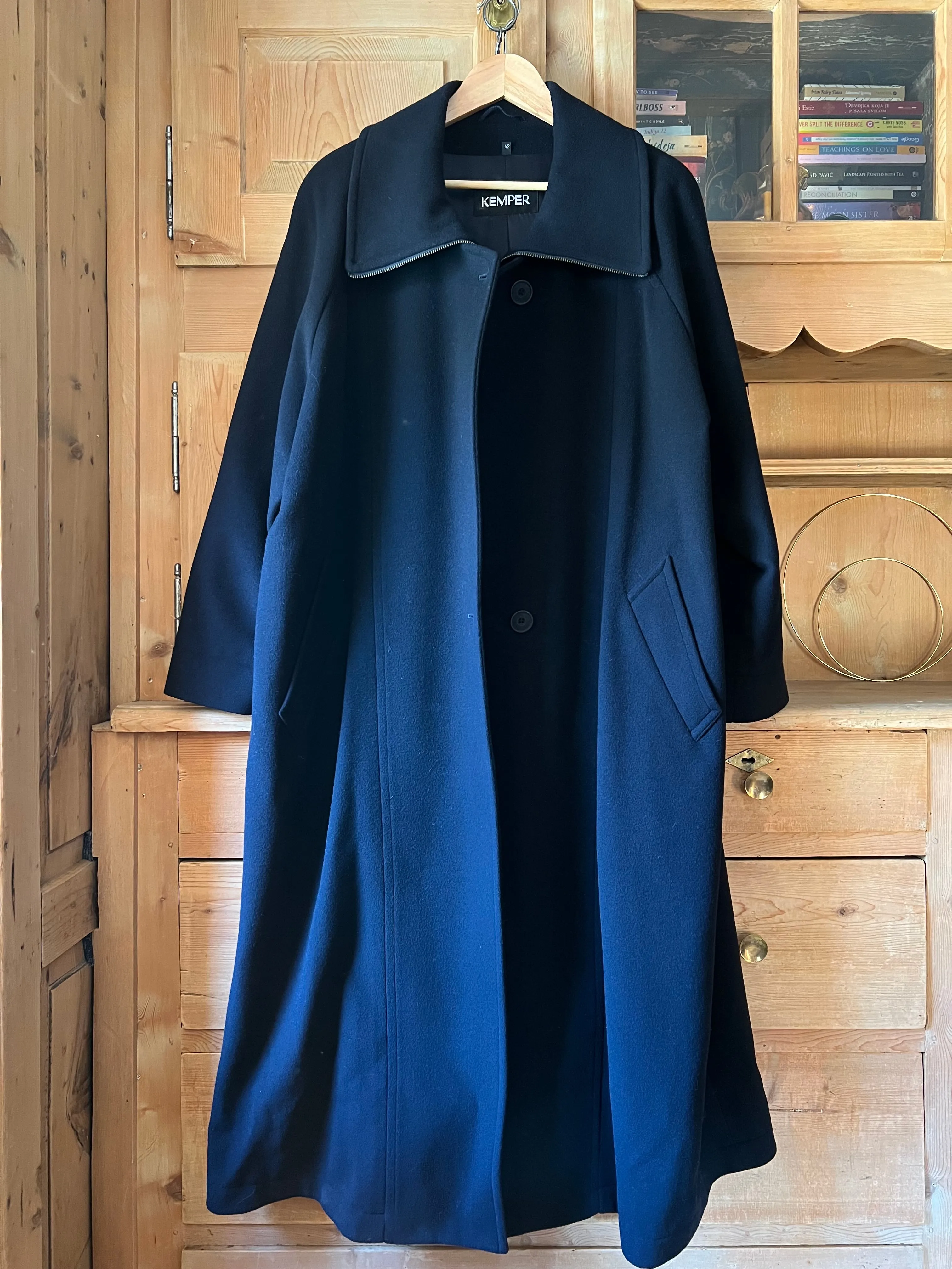 Navy Blue Wool & Cashmere Coat