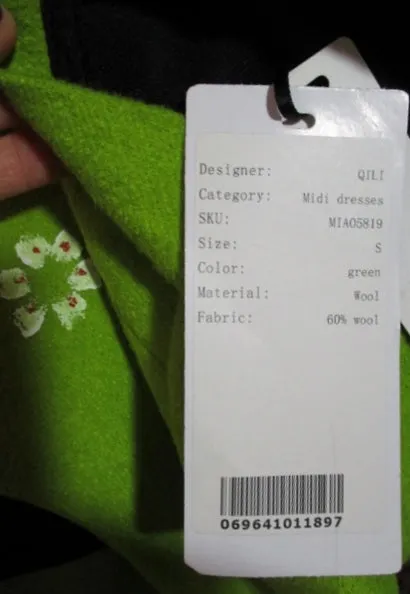 NEW WOMENS QILI Midi Wool dress STYLEWE GREEN FLORAL S Hand Painted AVOCADO