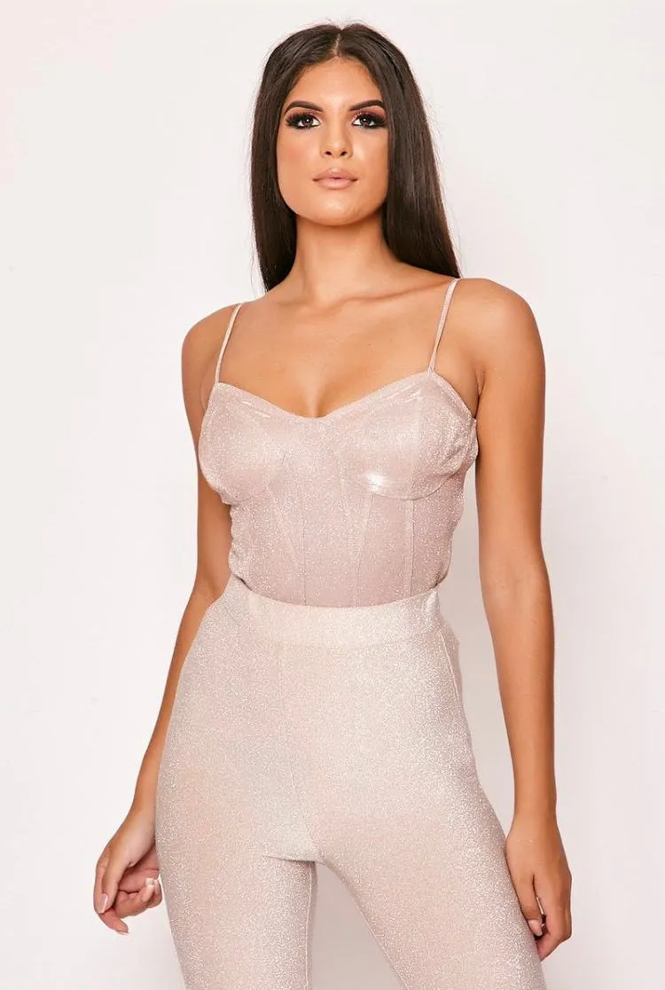 Nude Glitter Bodysuit