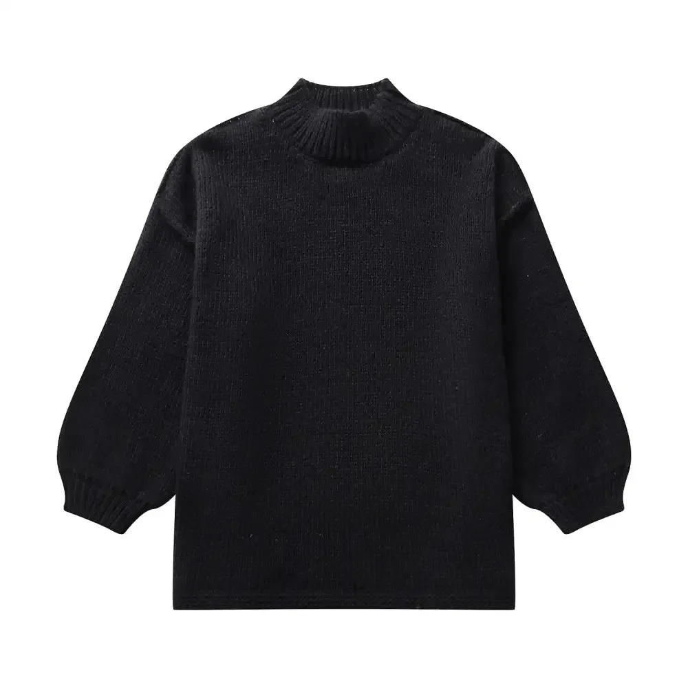 O Neck Oversized Knit Long Sleeve Pullover Sweater
