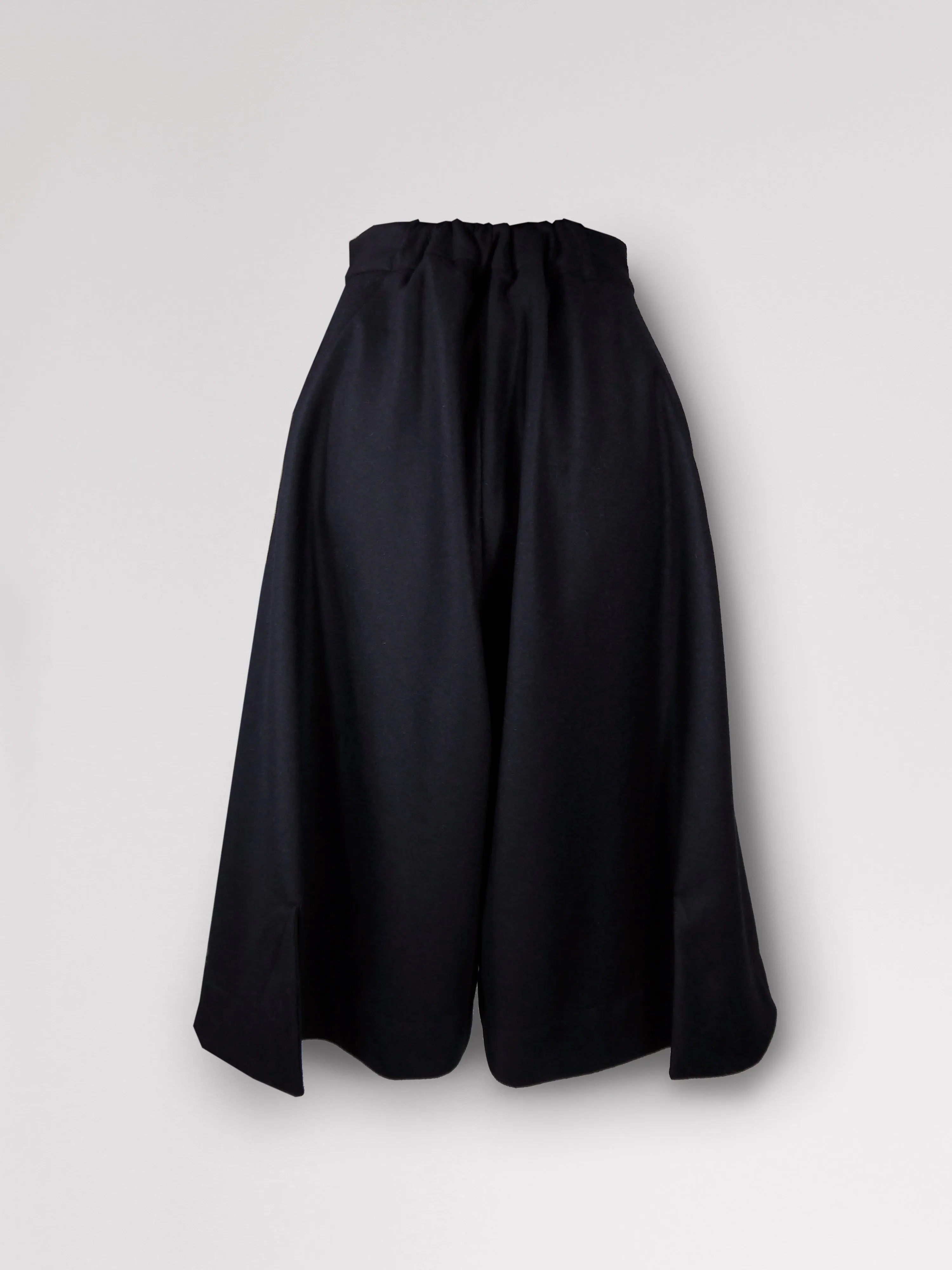 Origami Midi Wide Wool Trousers / Navy