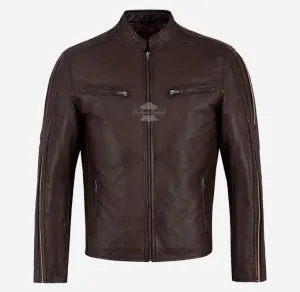 ORION Mens Leather Fashion Jacket Biker Style Leather Jacket