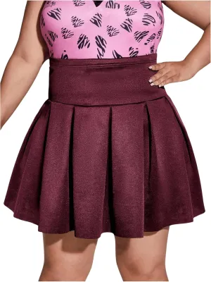 OYOANGLE Women's Plus Size Pleated Skater Skirt High Waist Tennis Sport Mini Flared Skirt