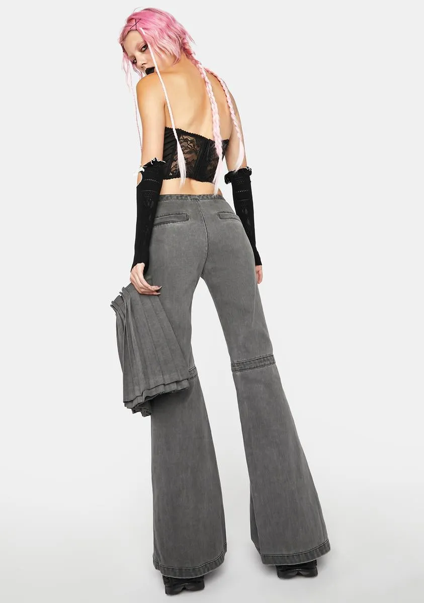 Pleated Skirt And Jeans Set
