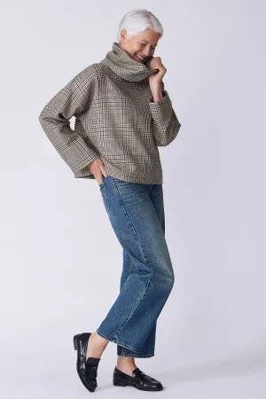 Polina Bias T-Neck Pullover - Plaid