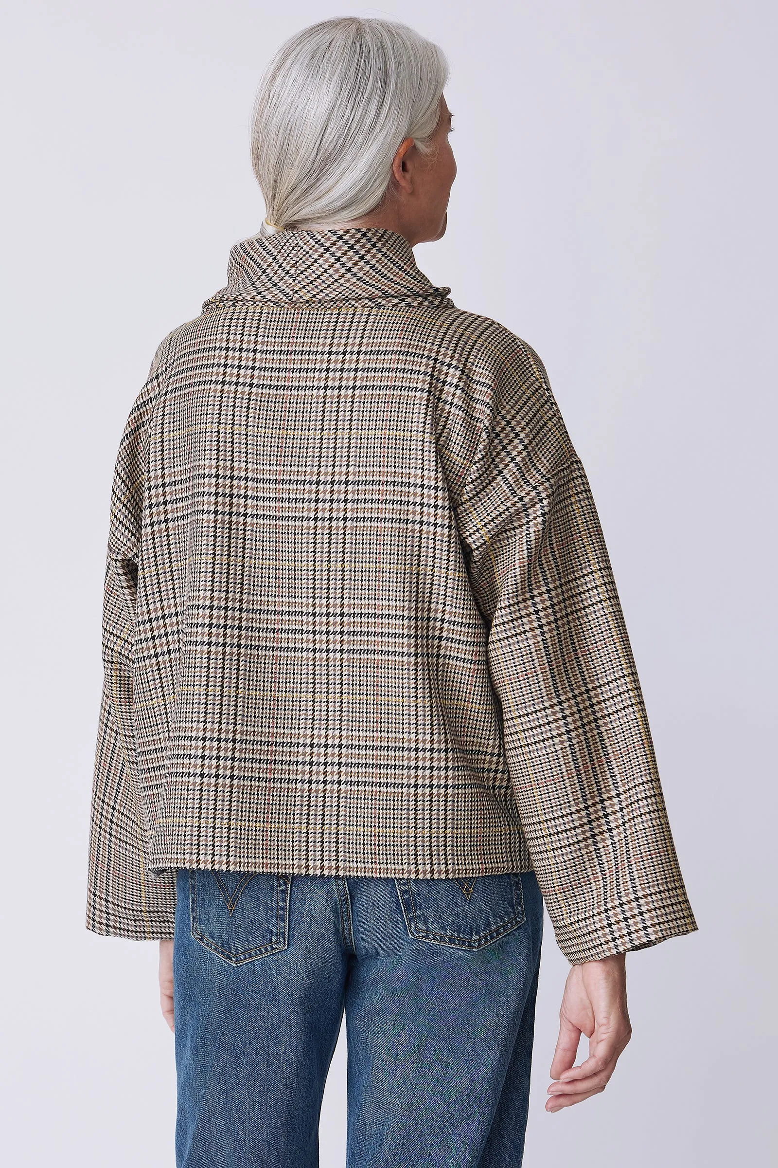 Polina Bias T-Neck Pullover - Plaid