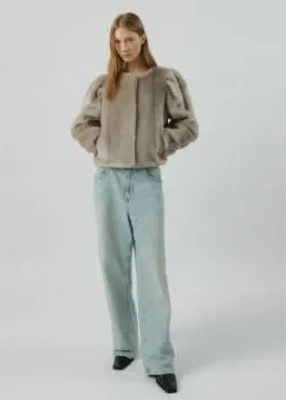 Prelude Ket in Grey Faux Fur Jacket Coat
