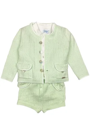 "Jude" Mint Knit Cardigan, Shirt & Shorts