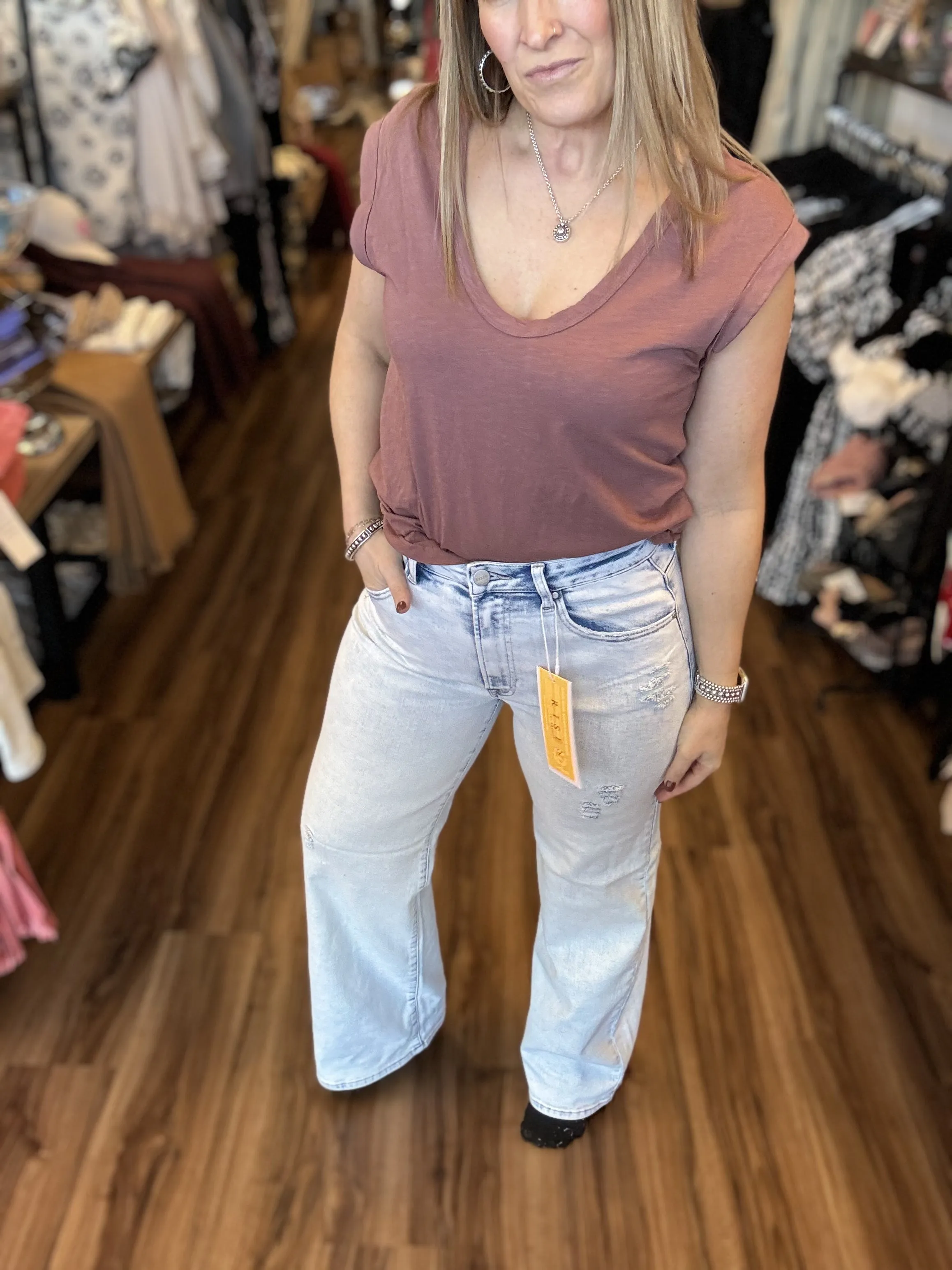 Risen - High Rise 90s Acid Wash Wide Leg