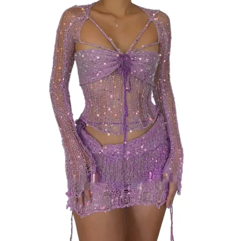 Sequin Knitted Ladder Co-ord
