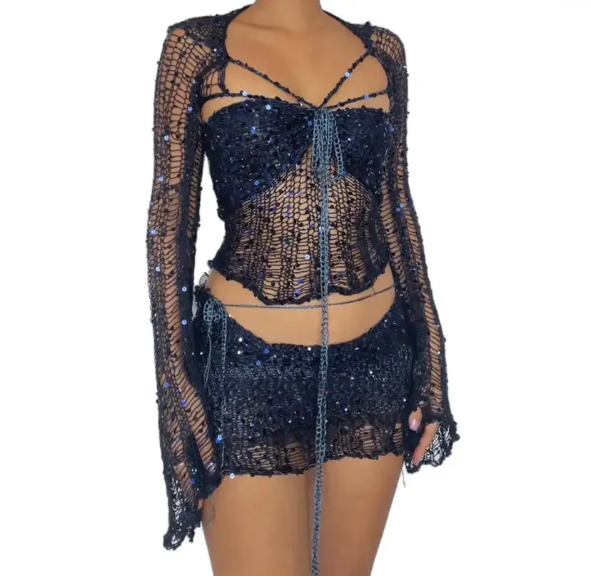 Sequin Knitted Ladder Co-ord
