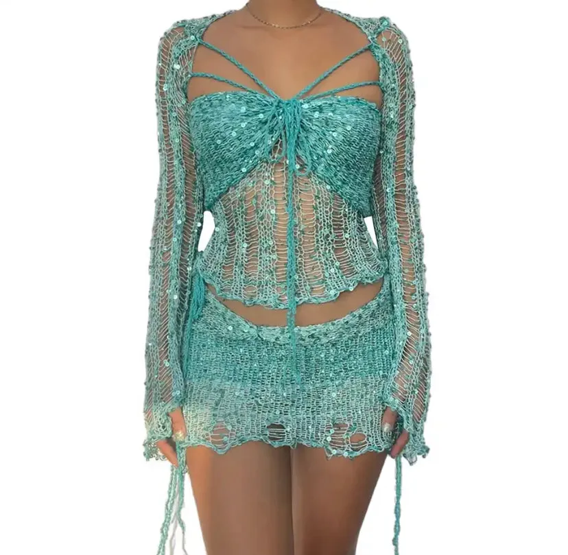 Sequin Knitted Ladder Co-ord