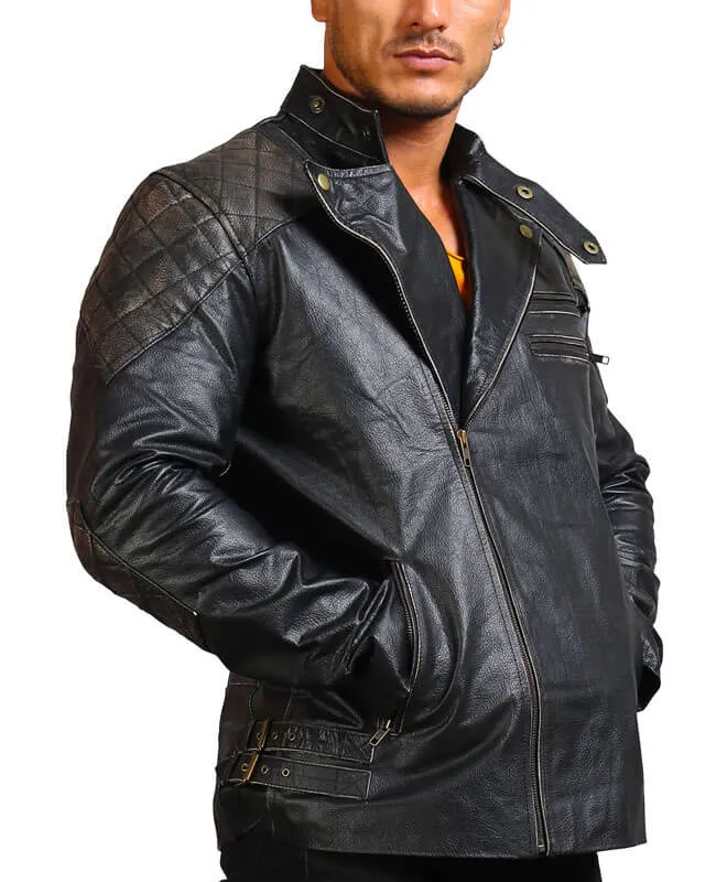 Skull and Bones Black Motorcycle Jacket