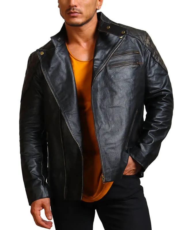 Skull and Bones Black Motorcycle Jacket