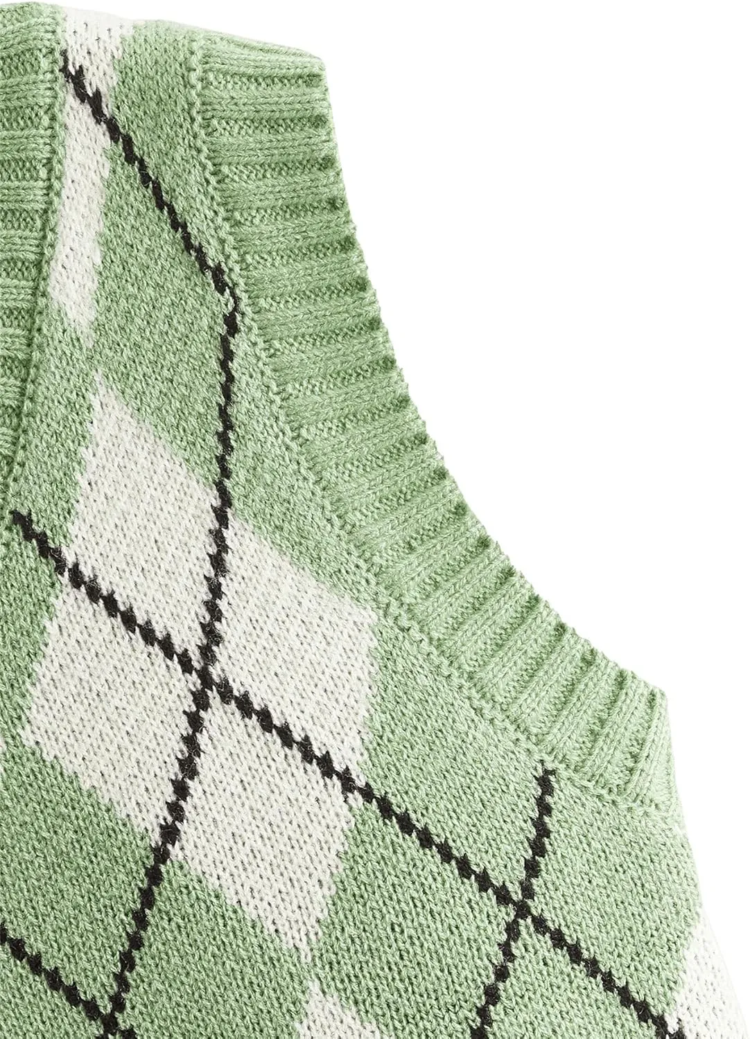 SweatyRocks Women's Plaid Geo Sleeveless V Neck Knit Crop Top Sweater Vest