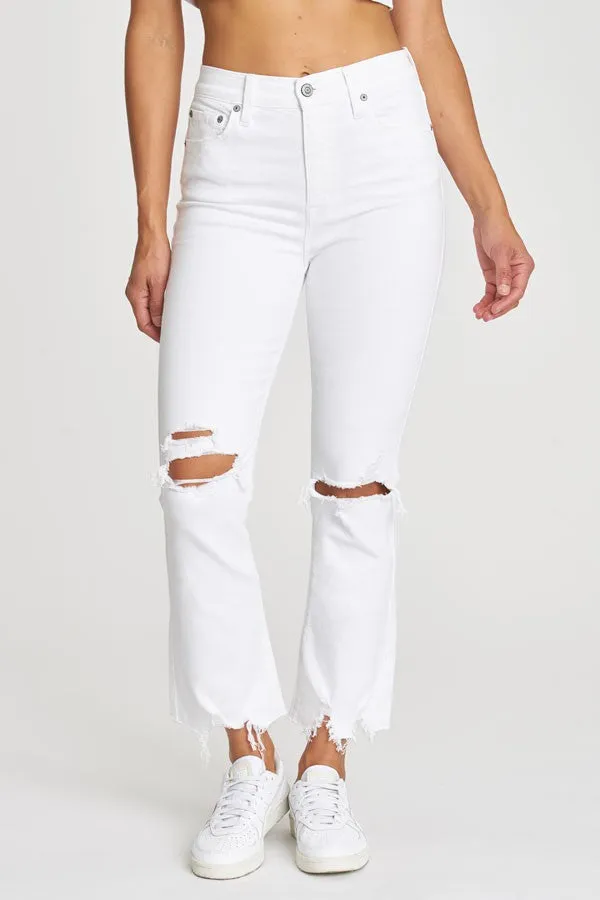 The Emery White High Rise Cropped Bootcut Jeans