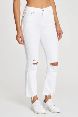 The Emery White High Rise Cropped Bootcut Jeans