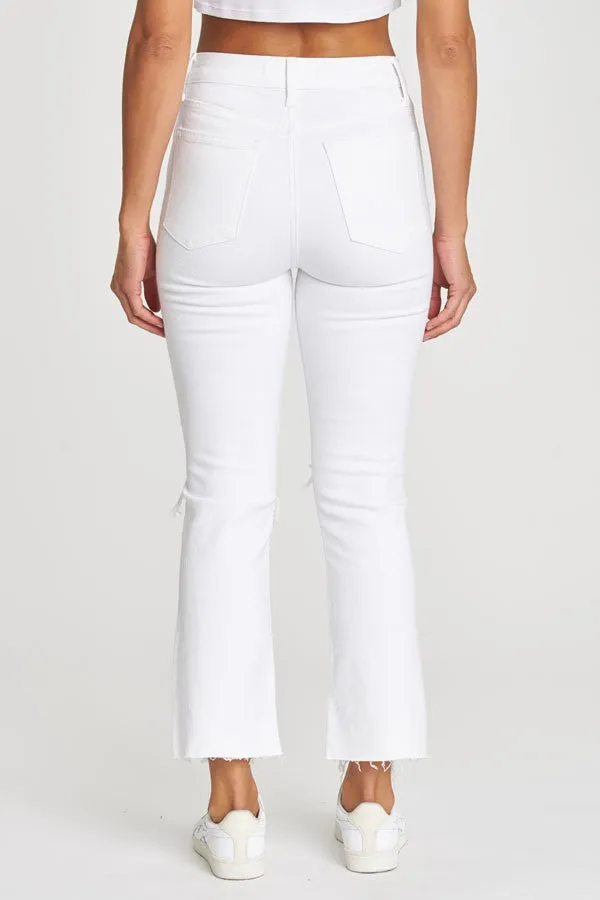 The Emery White High Rise Cropped Bootcut Jeans