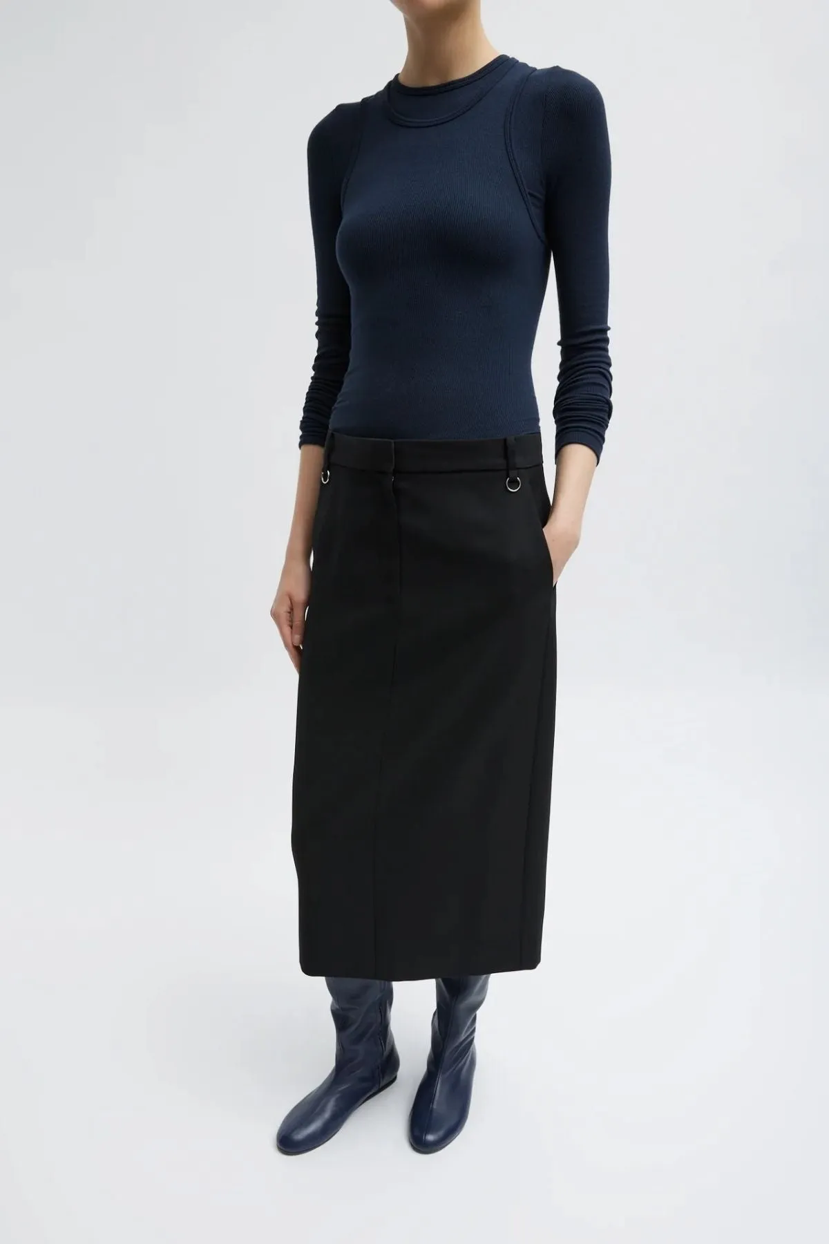 Tibi Grain De Poudre Convertible Pleated Skirt - Black
