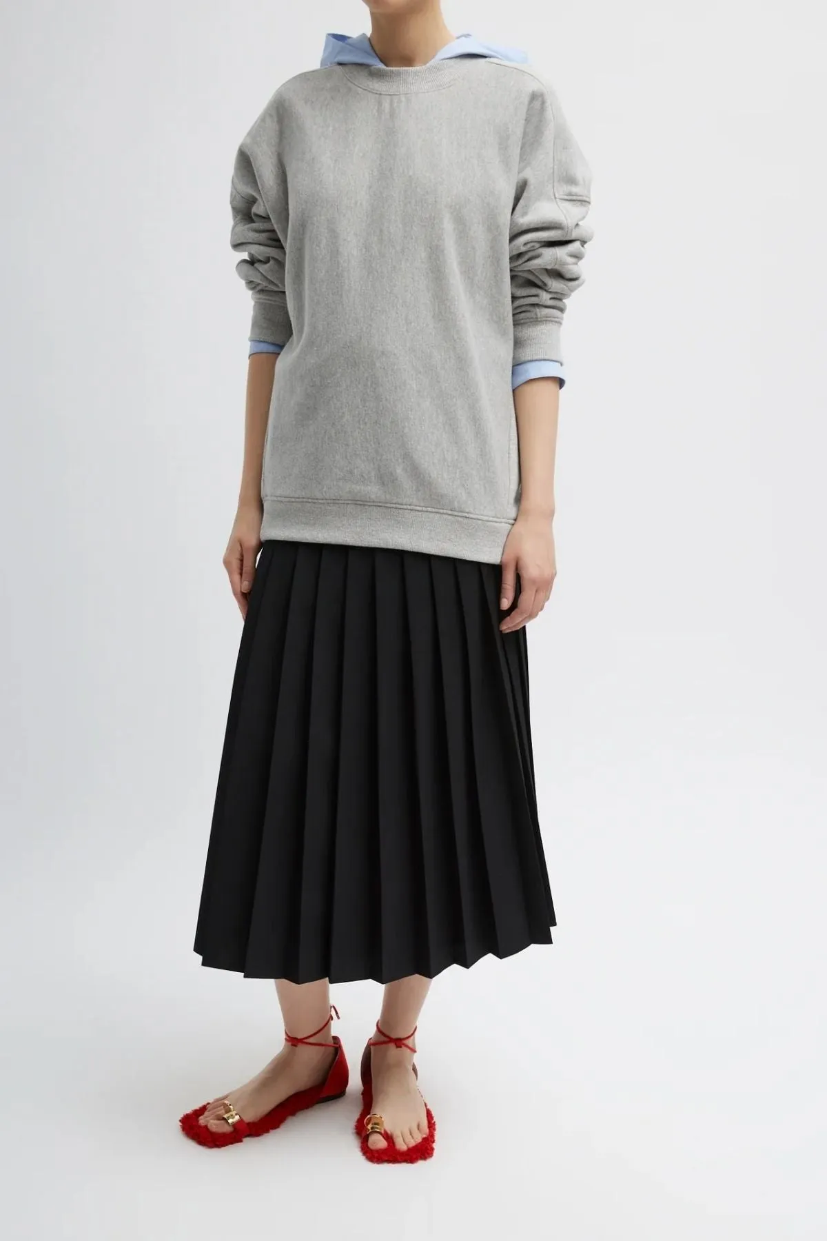 Tibi Grain De Poudre Convertible Pleated Skirt - Black