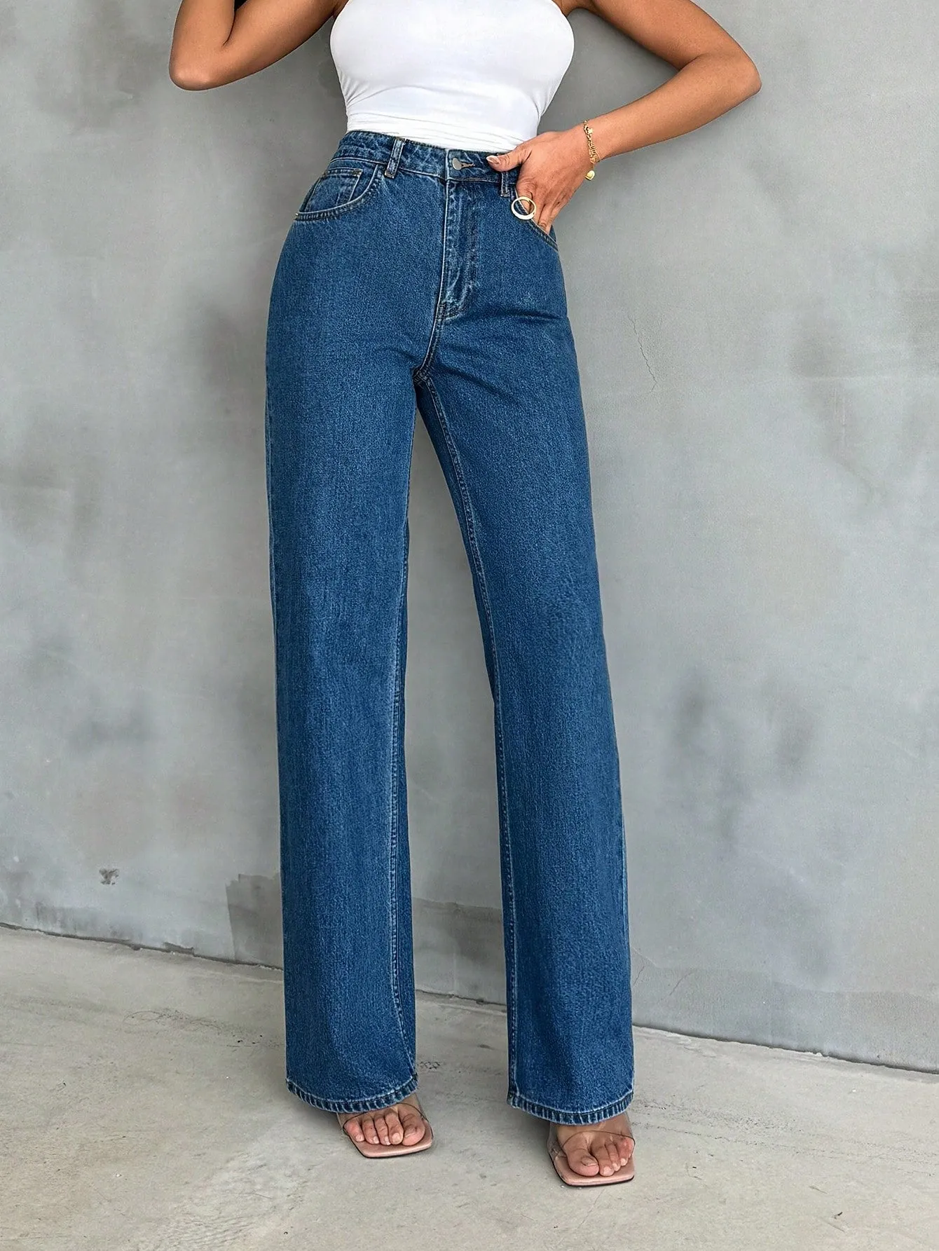True Blue Wide Leg High Rise jeans
