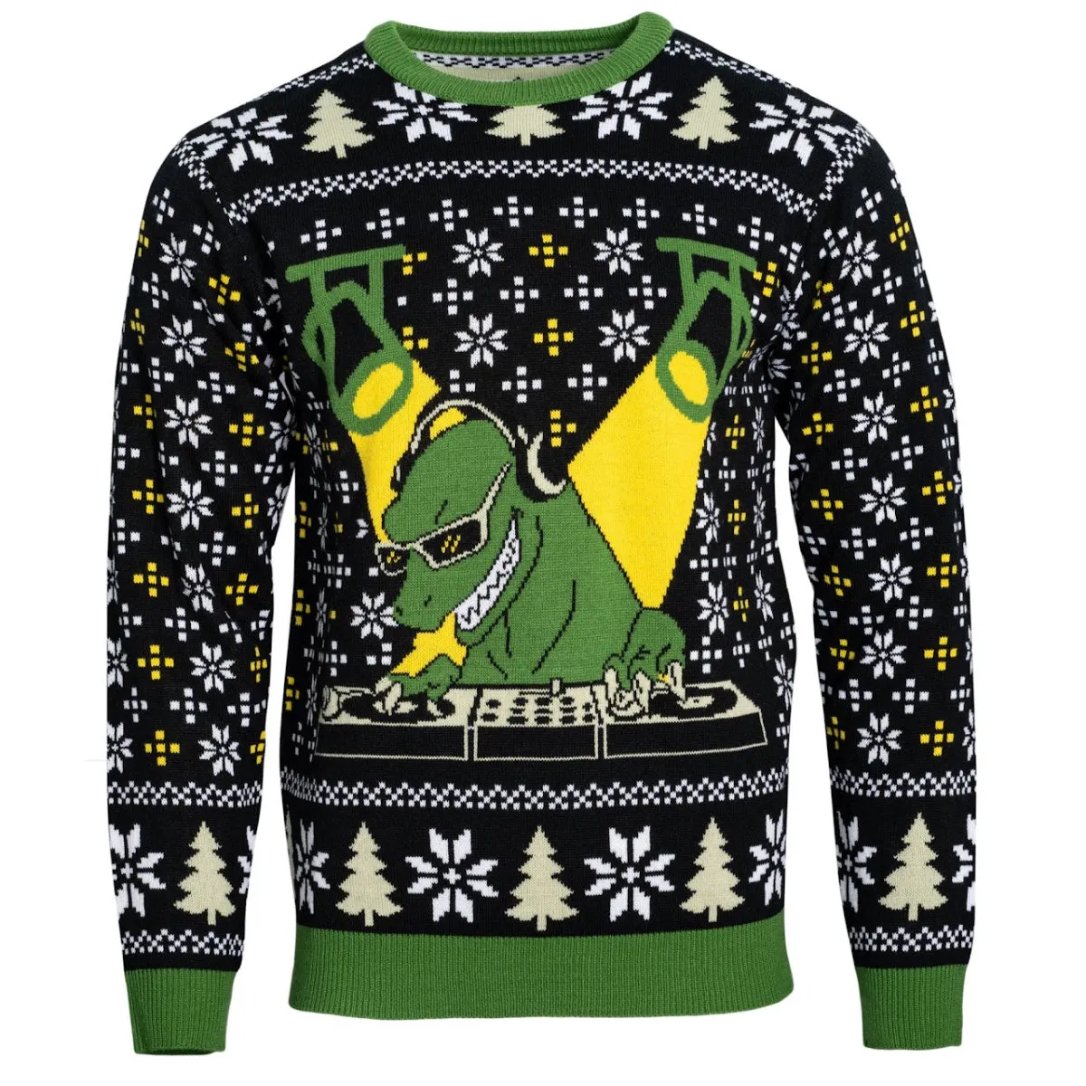 Ugly Christmas Sweater JulesRoche DJ T-Rex Design Cozy