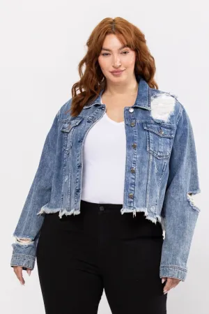 Uneven Frayed Destroy Acid Fitted Jacket - Dark Acid