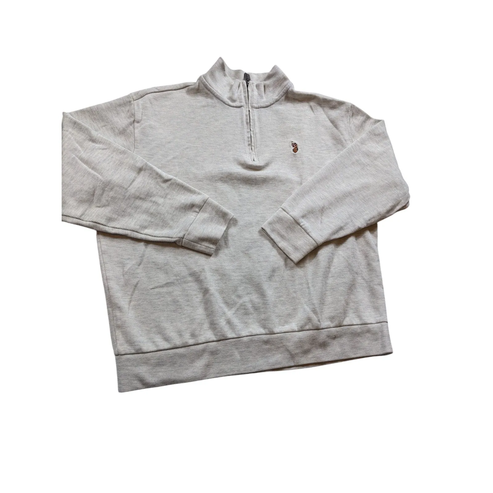 US Polo Assn Sweatshirt Mens 2XL Half Zip Pullover Gray Knit Casual Cozy Sweater