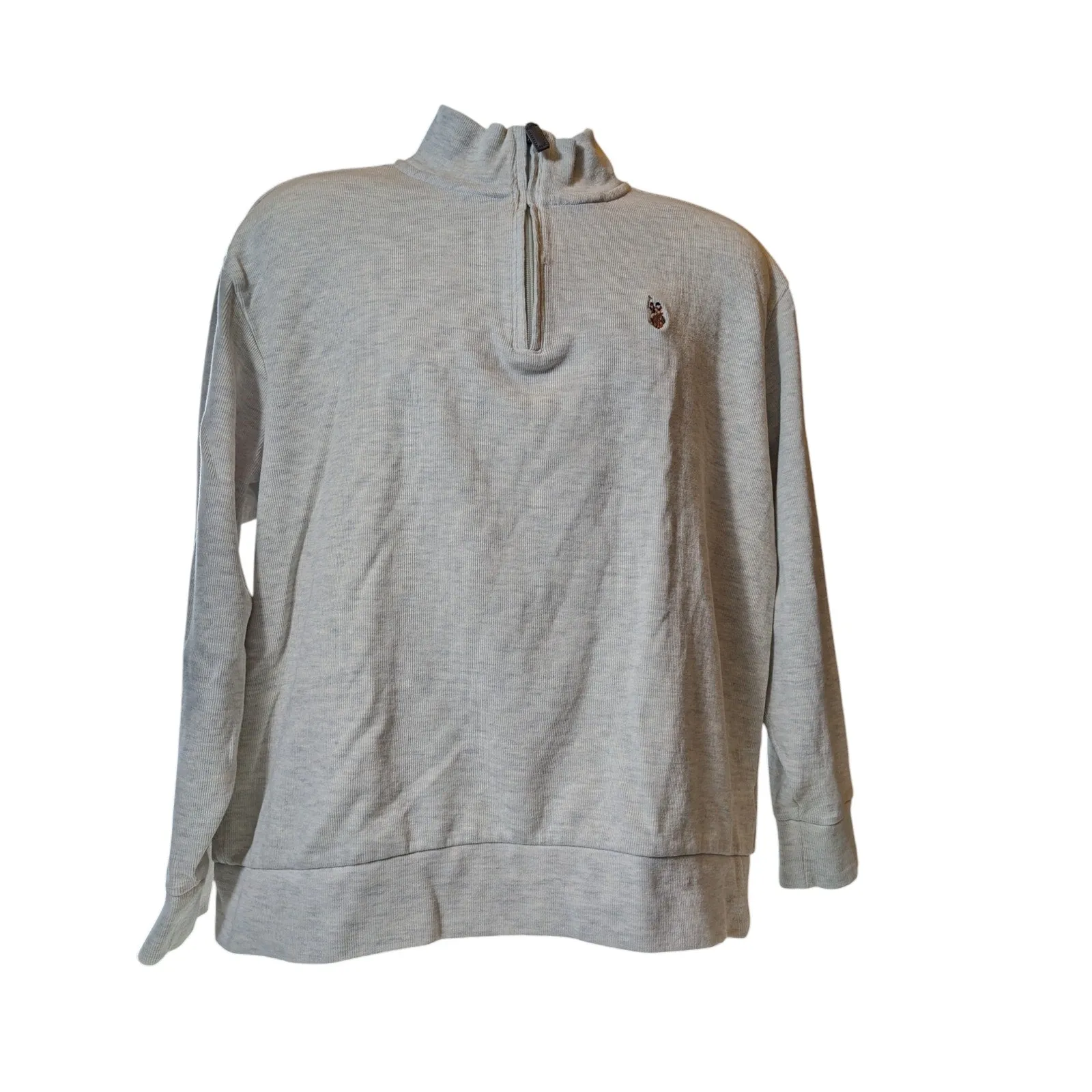 US Polo Assn Sweatshirt Mens 2XL Half Zip Pullover Gray Knit Casual Cozy Sweater