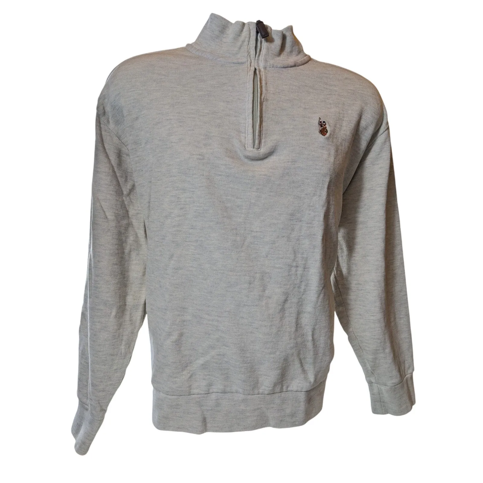 US Polo Assn Sweatshirt Mens 2XL Half Zip Pullover Gray Knit Casual Cozy Sweater