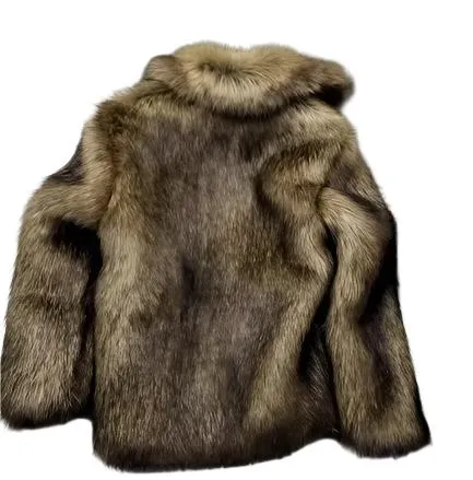 Winter Luxury Faux Raccoon Fur Coat - Thick Fluffy Short Jacket for Men & Women | Warm Shaggy Long Sleeve