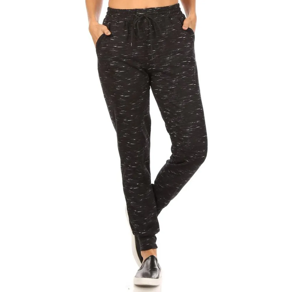 Womens Animal Print Jogger Fleece Lined Drawstring Mid-Rise Casual Bottoms
