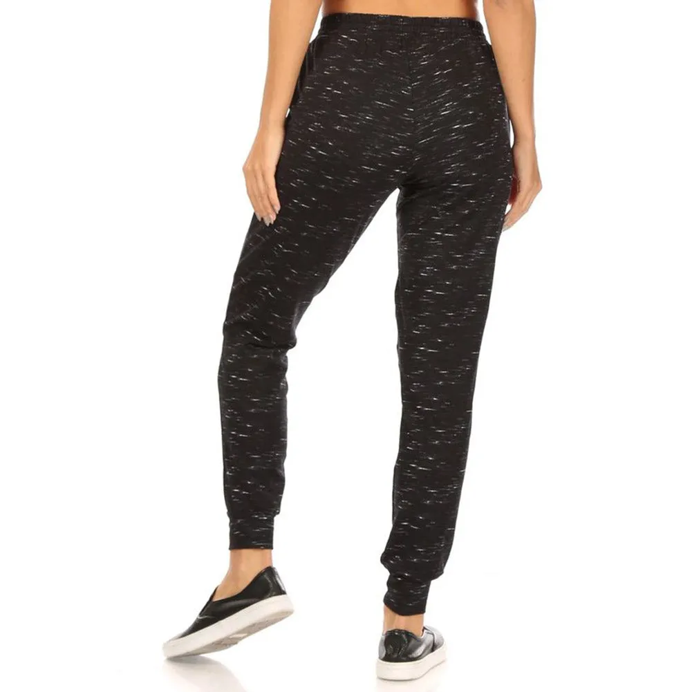 Womens Animal Print Jogger Fleece Lined Drawstring Mid-Rise Casual Bottoms