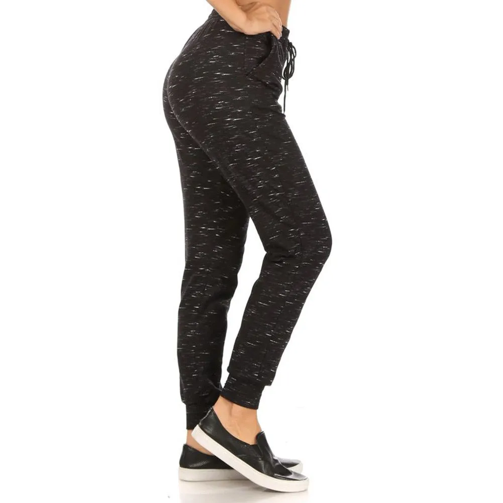 Womens Animal Print Jogger Fleece Lined Drawstring Mid-Rise Casual Bottoms