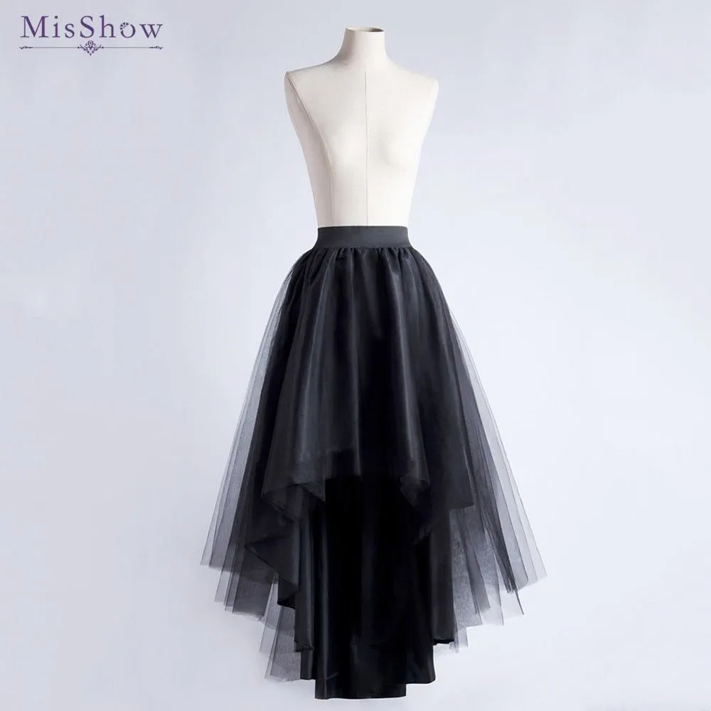 Women’s Tulle Elastic Waist High Low Prom Cocktail Long Skirt