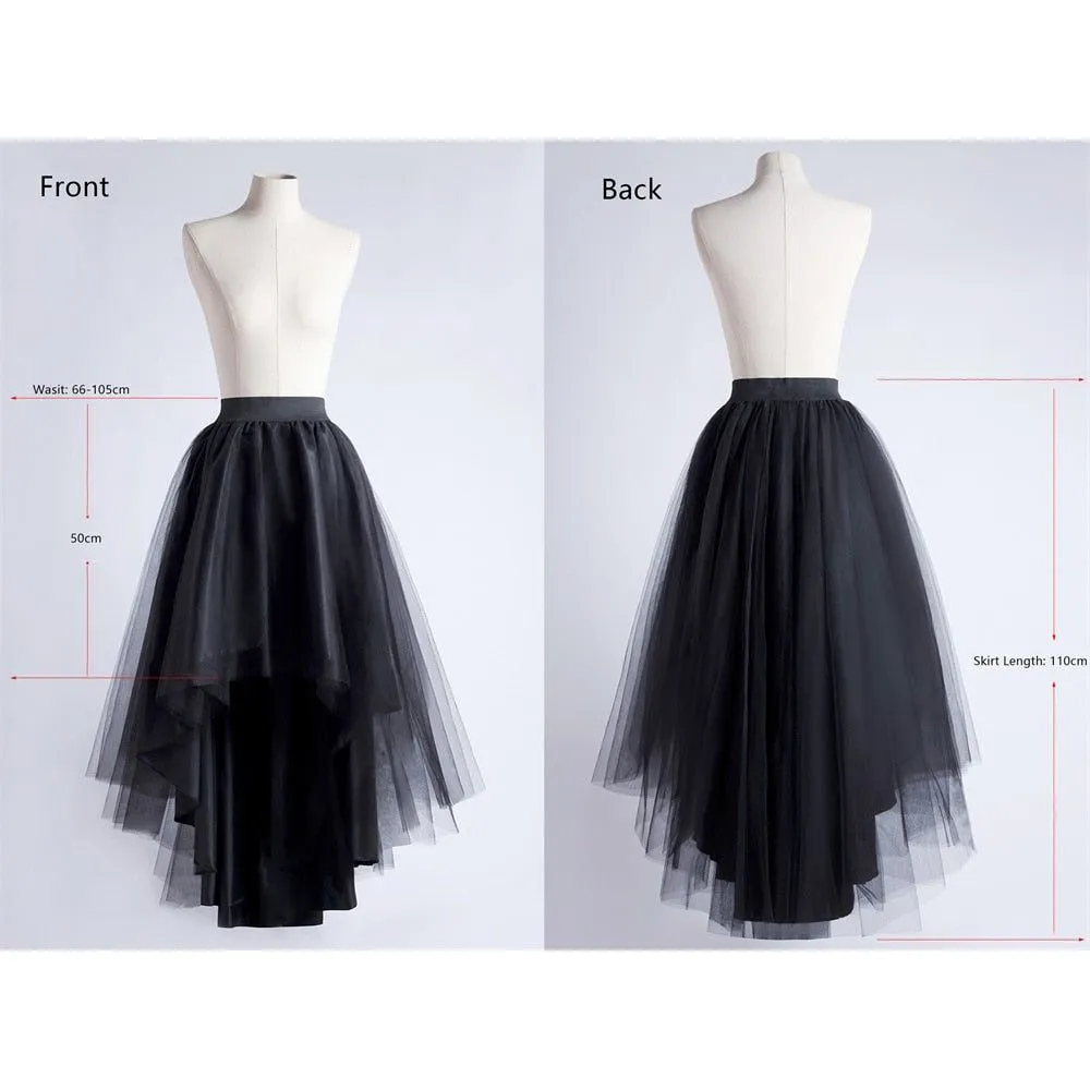Women’s Tulle Elastic Waist High Low Prom Cocktail Long Skirt