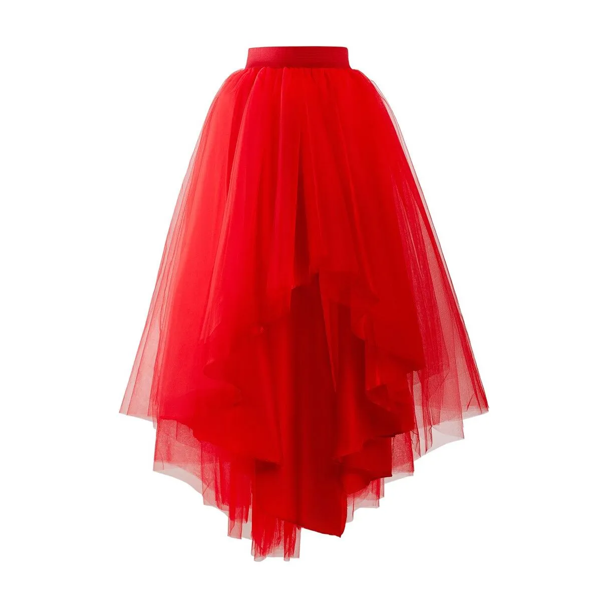 Women’s Tulle Elastic Waist High Low Prom Cocktail Long Skirt
