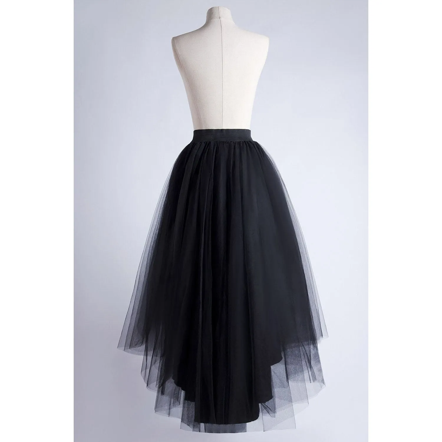 Women’s Tulle Elastic Waist High Low Prom Cocktail Long Skirt