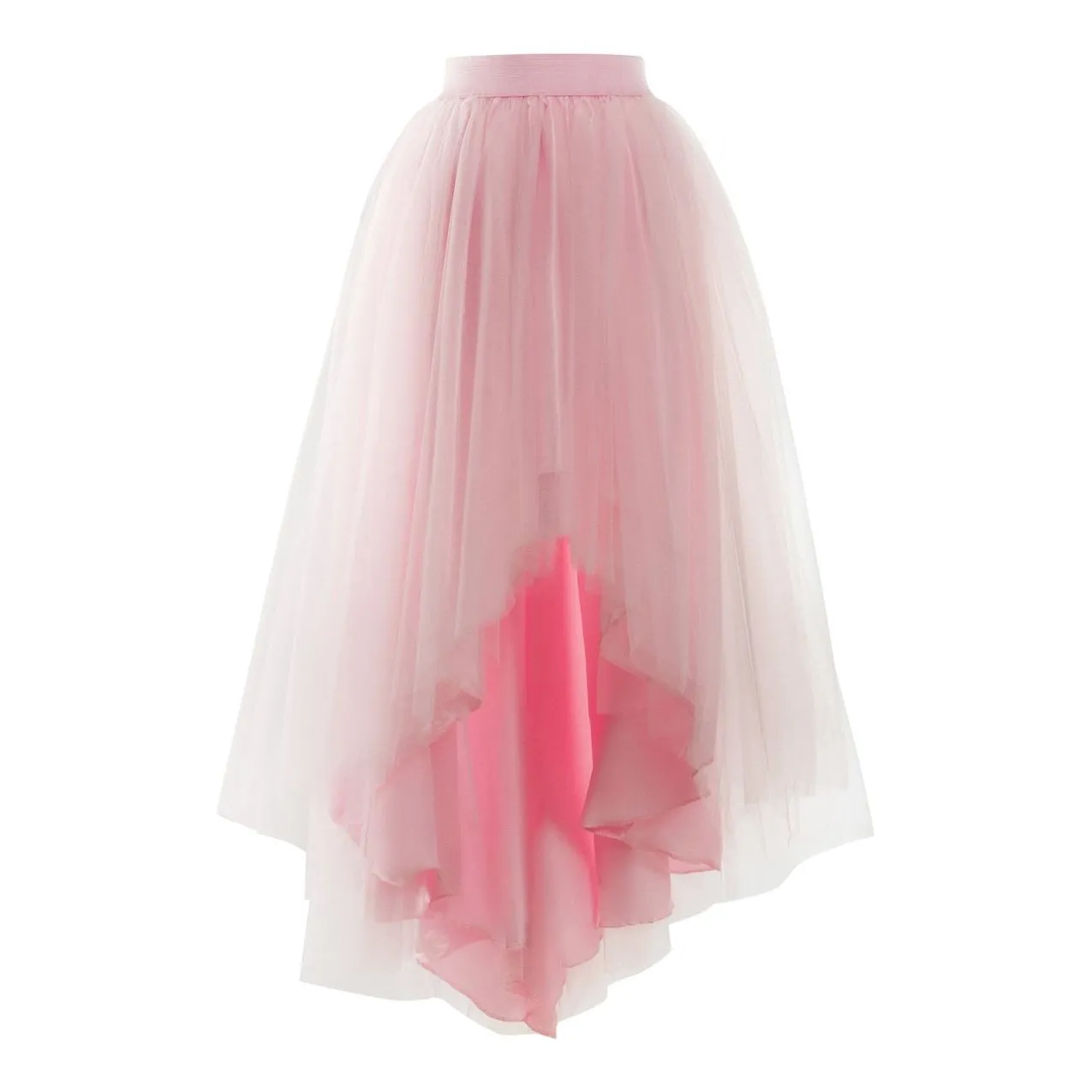 Women’s Tulle Elastic Waist High Low Prom Cocktail Long Skirt