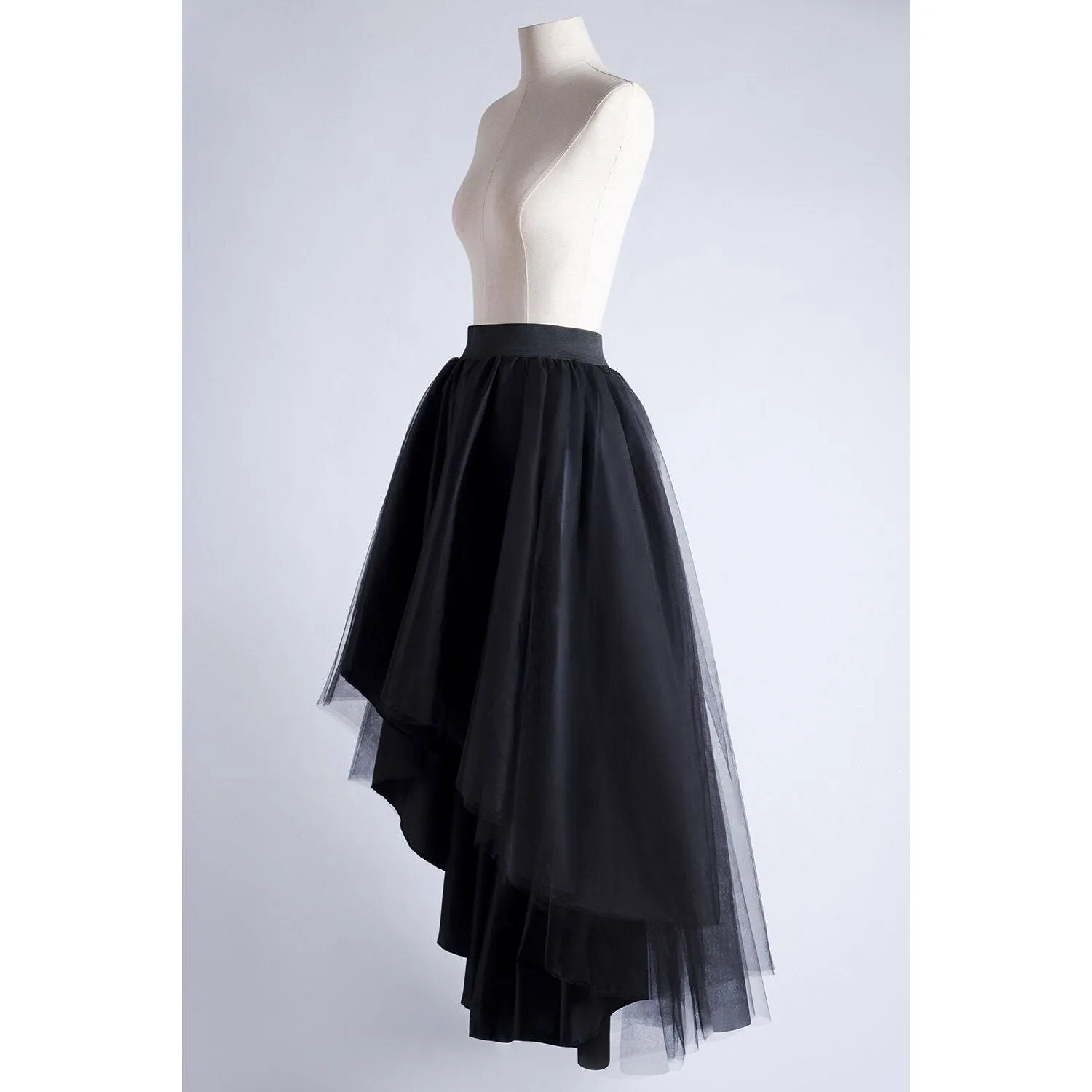 Women’s Tulle Elastic Waist High Low Prom Cocktail Long Skirt